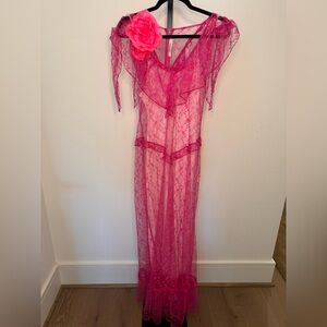 Rodarte Floral Lace Gown with Ruffle Details